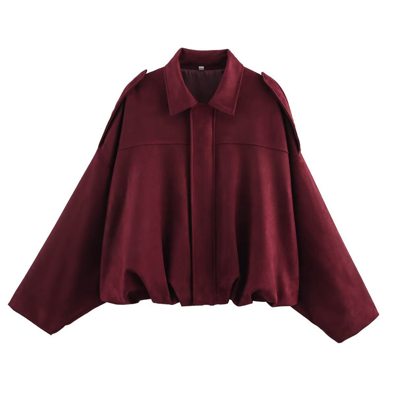 Women’s Casual Batwing Sleeve Zip-Up Bomber Jacket