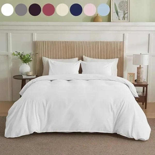 3-Piece Brushed Solid Color Duvet Cover Set