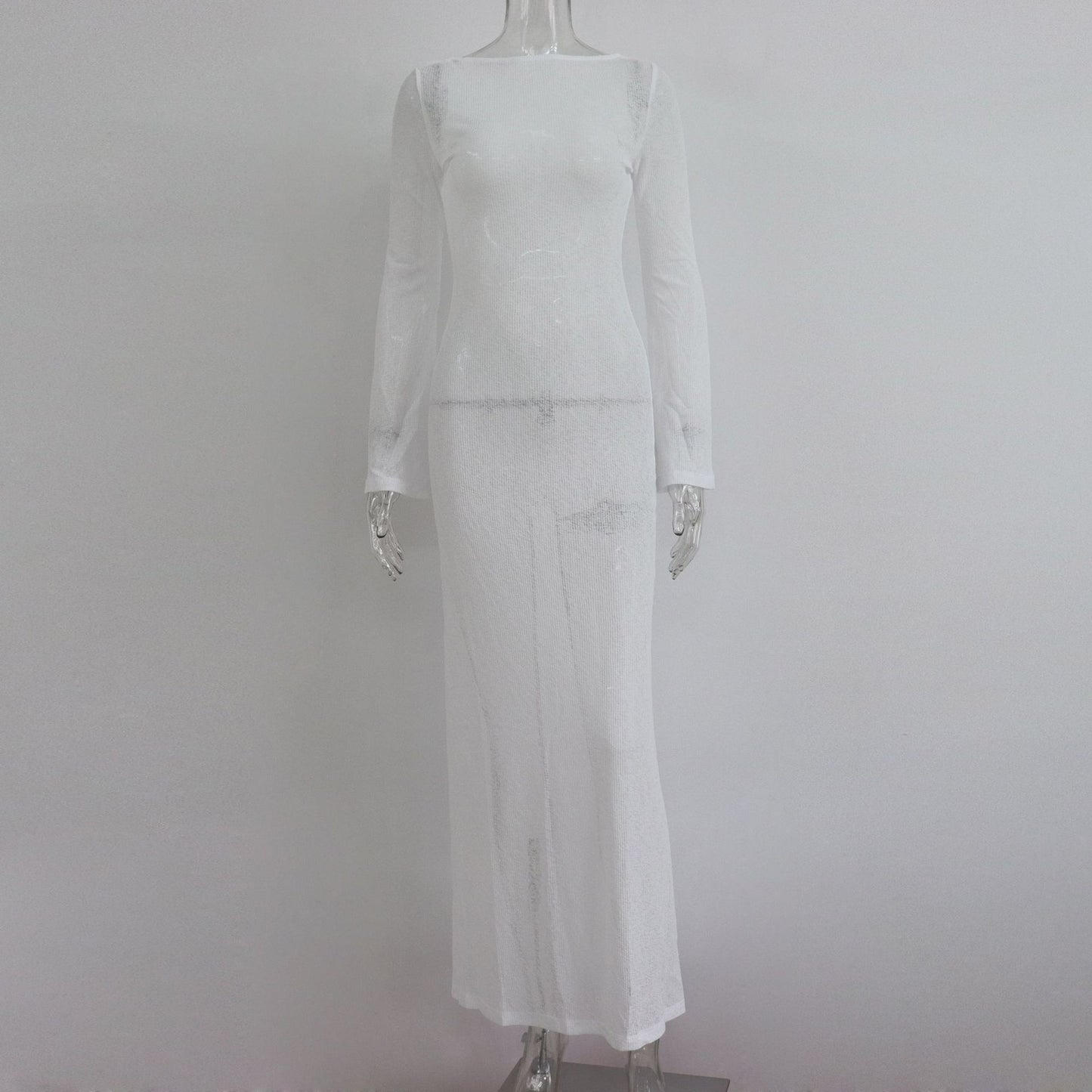 Backless Long Beach Dress – Solid Color Sunscreen Style