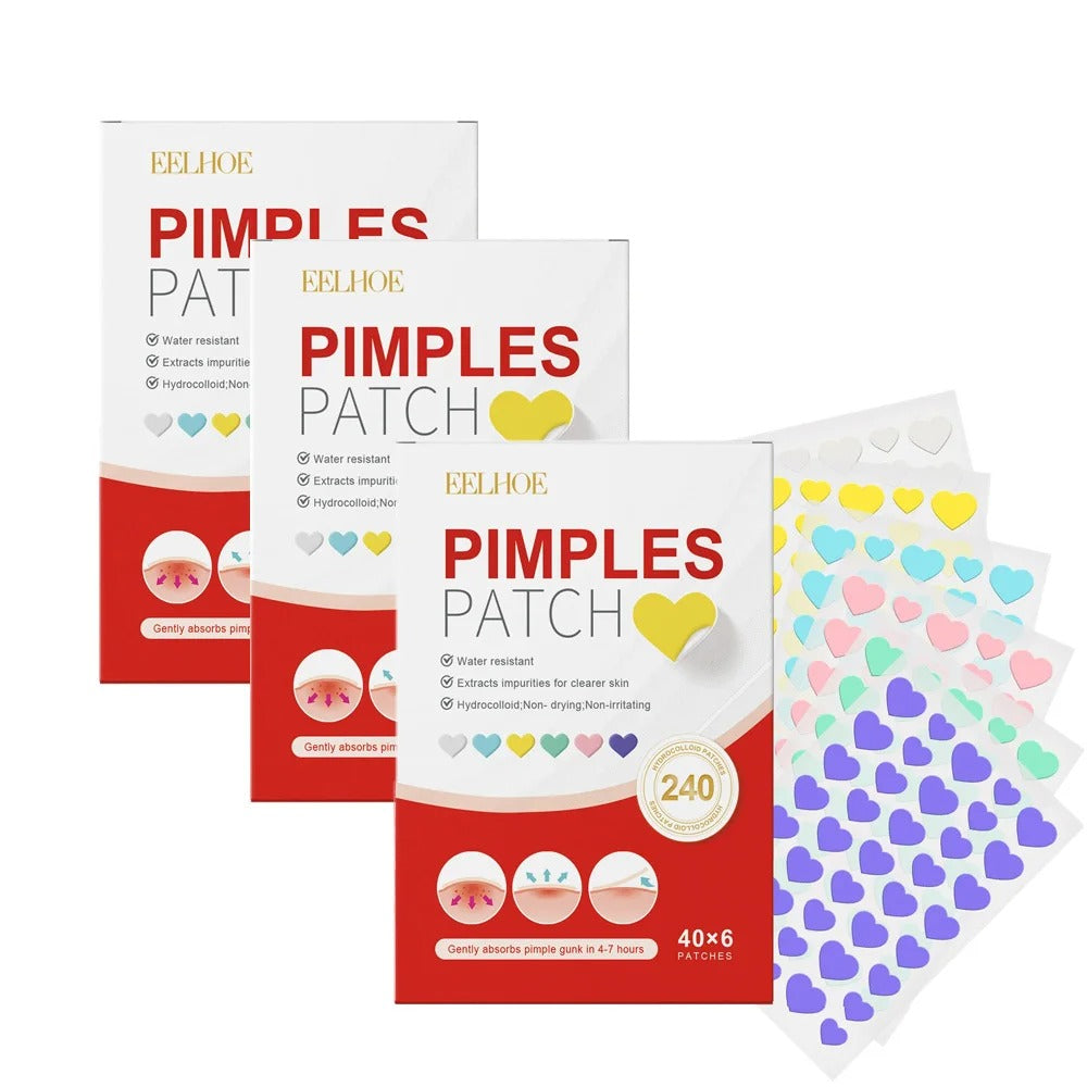 240 Pcs Pimple Patch – Acne Spot Patches in Heart, Star, Flower & Round Shapes