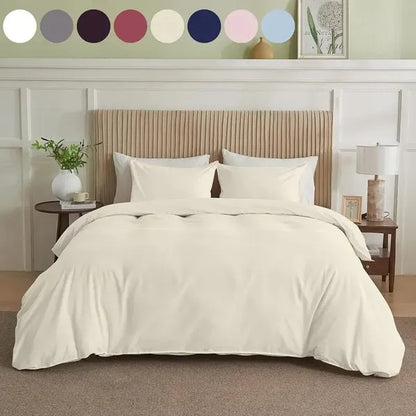 3-Piece Brushed Solid Color Duvet Cover Set