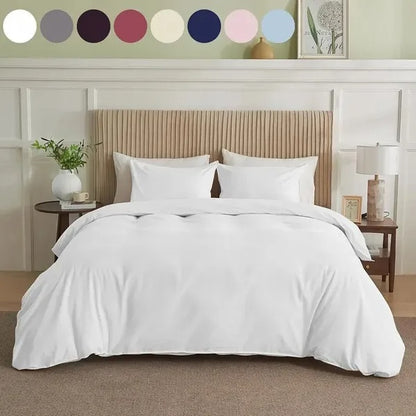 3-Piece Brushed Solid Color Duvet Cover Set